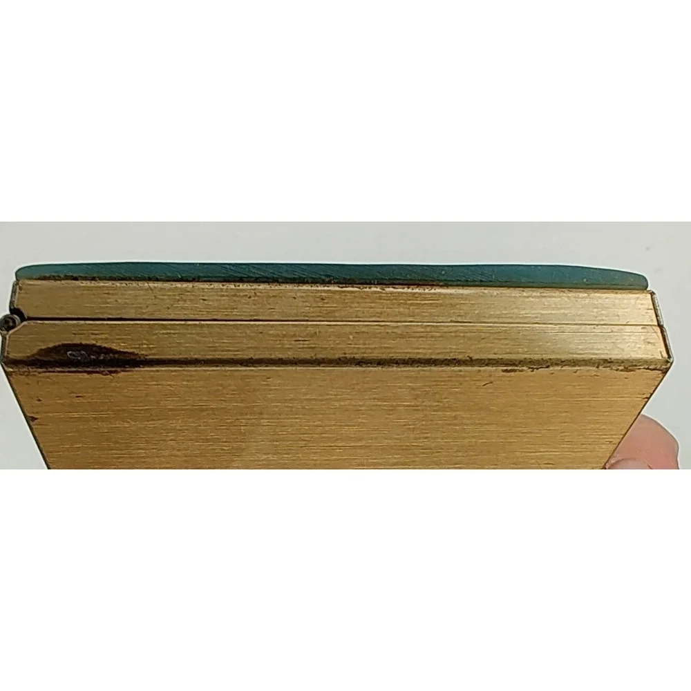 Vintage 1940s Marhill Blue Marbled Lucite Compact Photo Trinket Box Vanity MCM